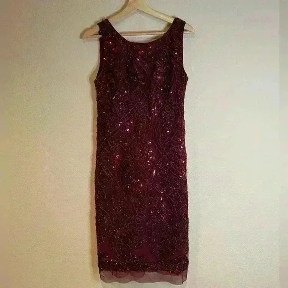 SD collection Lace Sequin Embroidered Sheath Dress Beaded party evening 8 - Picture 2 of 4